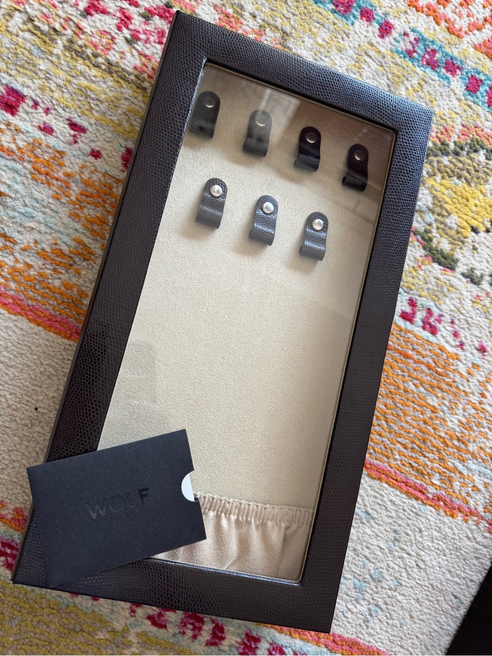 WOLF Brown and Cream Necklace/Bracelet/Watch Display Case